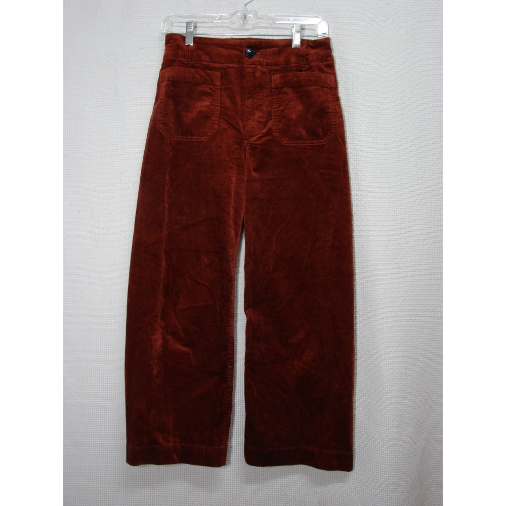 Maeve Anthropologie Colette Corduroy Crop Pants Wide Leg Trousers Brown Size 27